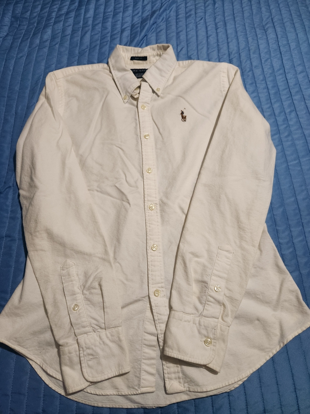 Ralph Lauren White Button-Down Oxford Shirt with Pony Logo